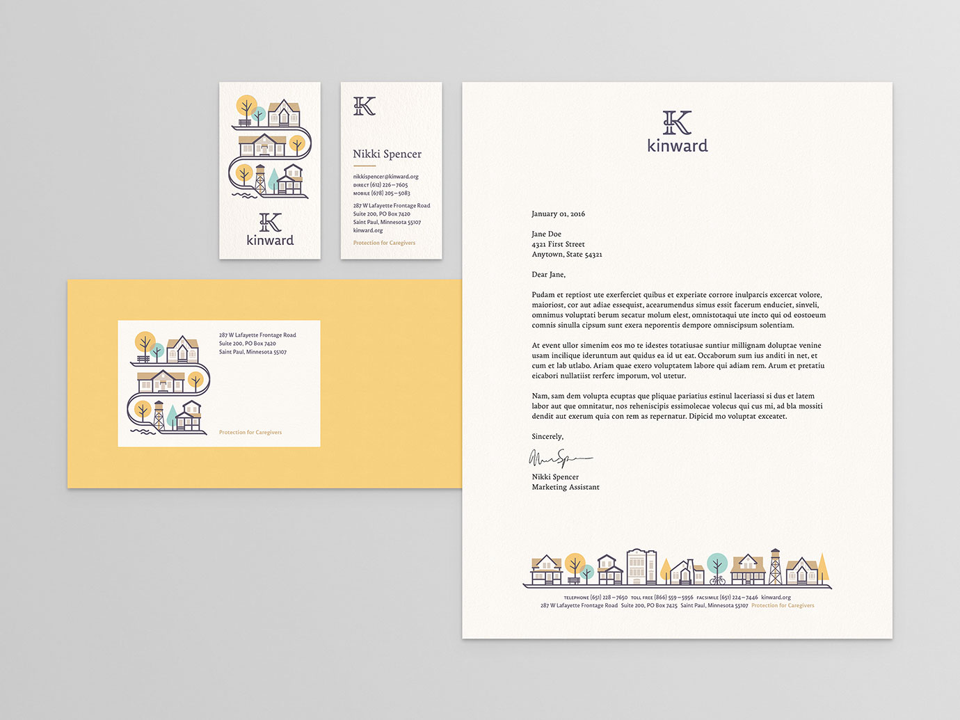 Kinward Business Cards, Letterhead and #10 Envelope